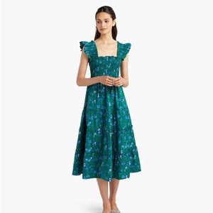 Hill House Ellie Nap Dress in Emerald Space Floral Size XS